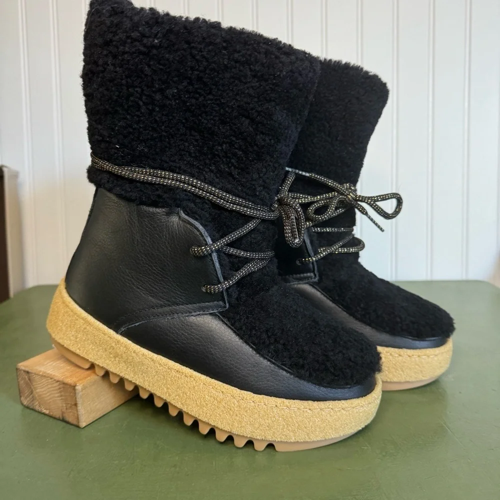 NWT Montelliana 1965 SONIA Shearling Lined & Trimmed Leather Boots *Italy*